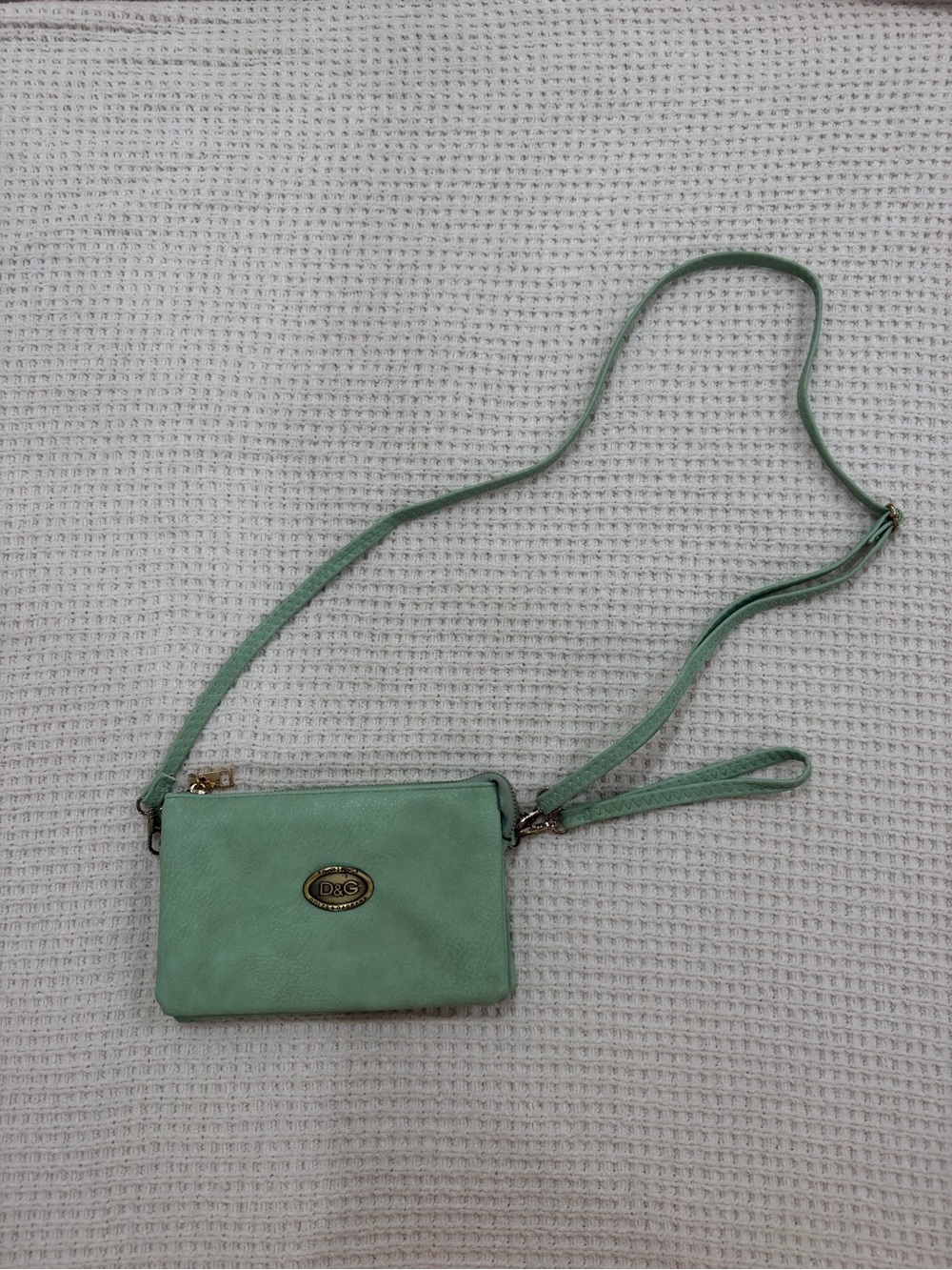 D&G Mint Green Crossbody Wristlet with Gold Logo